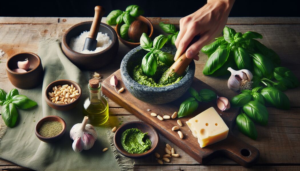 Alle Zutaten im Mixer pürieren   - Basilikum Pesto selber machen » Einfaches Rezept für zu Hause