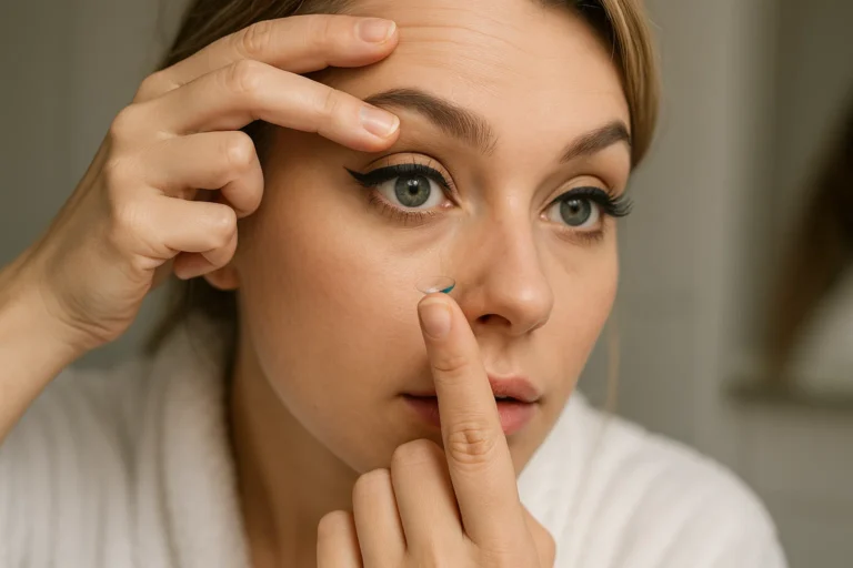 Kontaktlinsen vor dem Auftragen von Make-up einsetzen: Wie man es richtig macht Kontaktlinsen und Make-up